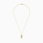 Aurora 14K Yellow Gold Diamond and Opal Leaf Pendant features an elegant leaf design with sparkling diamonds and a vibrant opal. Its delicate, sophisticated look makes it perfect for any occasion.