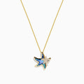 The Seaside 14K Yellow Gold Abalone and Diamond Starfish Pendant (0.09 TCW) features a starfish design with abalone accents and sparkling diamonds for added brilliance.