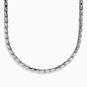 The Mens Sterling Silver 22 Box Link Chain is shown against a white background, featuring only the lower half of the chain in a curved arrangement.