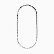The Mens Sterling Silver 22 Box Link Chain is shown against a white background, featuring only the lower half of the chain in a curved arrangement.