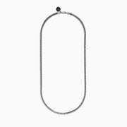 A close-up image of the Mens 925 Sterling Silver Chain in a classic Cuban link design, displayed against a white background with the necklace arranged in a partial U shape.