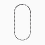 A close-up of the 925 Sterling Silver Curb Chain Necklace arranged in a U shape against a white background, highlighting the bold curb chain style.