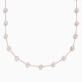 The 14K Rose Gold Cultured Fresh Water Pearl Necklace features delicate, evenly spaced pearls and is displayed against a plain white background.