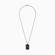 This mens 925 sterling silver onyx dragon dog tag pendant features a detailed dragon design and weighs 21.50 TCW.