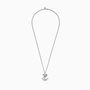 The Mens Sterling Silver Swordfish and Anchor Pendant is displayed on a plain white background, showcasing an anchor design wrapped with a detailed swordfish.