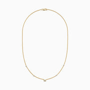 The DOro 14K Yellow Gold Diamond Station Necklace (0.23 TCW) features four small round diamonds and a central square bezel-set diamond, shown on a plain white background.