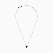 The Signature 14K White Gold Black Diamond & Emerald Necklace (0.61 TCW) features a panther head pendant with black diamonds and vivid emerald eyes, displayed on a simple white background.