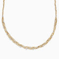 The DOro 14K Yellow Gold Diamond Necklace, 1.21 TCW, features a twisted gold chain with small, evenly spaced diamonds—an elegant piece by Effy, shown on a white background and perfect for any occasion.