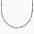 A 925 Sterling Silver Diamond Necklace, 0.31 TCW, showcases a continuous row of round white diamonds in a classic tennis style on a plain white background. Total carat weight available upon request.