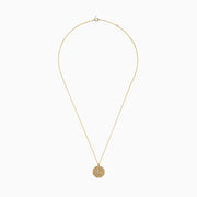 The Novelty 14K Yellow Gold Diamond Moon Pendant, 0.24 TCW, features an octagonal charm with small white gemstones and a border of sparkling stones on a classic gold chain necklace.