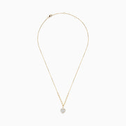 The Doro 14K Yellow Gold Diamond Heart Pendant Necklace features mixed-size chain links and a heart-shaped diamond pendant encrusted with sparkling diamonds, displayed on a white background.