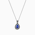 A 14K gold Nahla Siri pendant with a teardrop-shaped tanzanite center, 1.22 TCW, surrounded by sparkling diamonds.