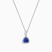 A Nahla Siri 14K Gold Tanzanite and Diamond Pendant (1.82 TCW) featuring a triangular blue gemstone surrounded by diamonds, displayed on a white background.
