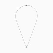 The Pave Classica 14K White Gold Diamond Halo Pendant, 0.32 TCW, features round brilliant diamonds in a delicate design, displayed on a plain white background.
