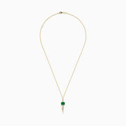 Brasilica 14K Yellow Gold Emerald and Diamond Pendant, 1.66 TCW: A yellow gold necklace with an emerald pendant above a pointed drop adorned with sparkling white diamonds.