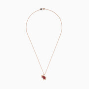 The Seaside 14K Rose Gold Diamond and Ruby Crab Pendant, featuring sparkling diamonds and rubies, is elegantly displayed against a white background.