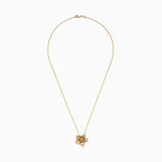 Nature 14K Yellow Gold Diamond Flower Pendant, 0.22 TCW