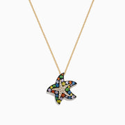 The Watercolors 14K Gold Sapphire & Diamond Starfish Pendant features 1.19 TCW of brilliant sapphires and diamonds in a dazzling starfish design.