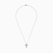 The Classique 14K White Gold Diamond Cross Pendant, featuring 0.36 TCW of sparkling diamonds, is showcased on a plain white background.