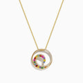 The Watercolors 14K Gold Multi Sapphire and Diamond Wave Pendant (0.85 TCW) features a wave-shaped design with vibrant sapphires and sparkling diamonds for added brilliance.