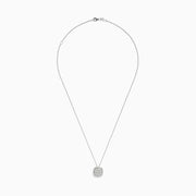 The Pave Classica 14K White Gold Square Diamond Pendant (0.98 TCW) features concentric rows of sparkling diamonds in a cushion-shaped halo design, creating an elegant, classic look on a delicate chain.