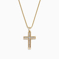 The DOro 14K Yellow Gold Diamond Cross Pendant (0.25 TCW) features a sparkling diamond row on a classic cross, shown against a plain white background.