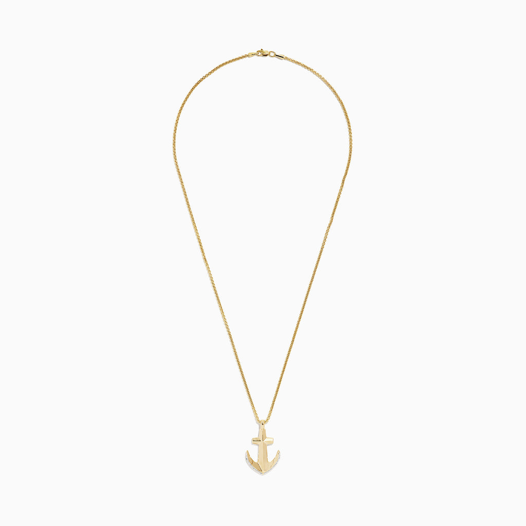 Effy Men's 14K Yellow Gold Diamond Anchor Pendant, 0.11 TCW