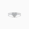 The 925 Sterling Silver Diamond Heart Ring features a heart-shaped centerpiece adorned with sparkling diamonds, displayed against a plain white background.