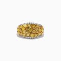 The 14K Yellow Gold Yellow and White Diamond Ring features yellow gemstones and white diamond borders, set in yellow gold, with a total carat weight of 3.00 for a radiant, eye-catching look.