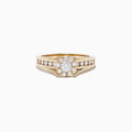 The Bouquet 14K Yellow Gold Diamond Cluster Ring, 0.68 TCW, showcases a round diamond cluster centerpiece and additional diamonds set along both sides of the band, inspired by the Effy Bouquet collection.