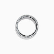 Mens 14K White Gold Diamond Ring, 0.74 TCW, features a wide band with a polished finish and smooth design, displayed on a plain white background.