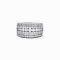 The Pave Classica 14K White Gold Diamond Ring, 1.99 TCW, features five sparkling rows of round diamonds set across a wide white gold band, creating a layered and elegant look against a plain background.