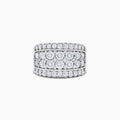 The Pave Classica 14K White Gold Diamond Wide Band Ring, 1.54 TCW, showcases three rows of brilliant-cut diamonds with outer borders of smaller stones, all set symmetrically in polished white gold.