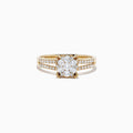 The Bouquet 14K Yellow Gold Diamond Cluster Ring, 0.56 TCW, showcases a central cluster of round diamonds with additional diamonds along the split shank band, all presented on a white background.