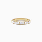 The DOro 14K Yellow Gold Prong Set Diamond Band, 1.00 TCW, features a row of round white diamonds set in yellow gold and is displayed against a plain white background.