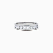 The Bridal 14K White Gold Channel Set Diamond Band, 0.98 TCW, displays brilliant diamonds in a sleek channel setting, elegantly highlighted on a plain white background.