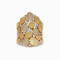 The DOro 14K Yellow Gold Diamond Pave Pebble Ring, 0.79 TCW, showcases polished gold ovals and clusters of sparkling diamond pavé against a clean white background.