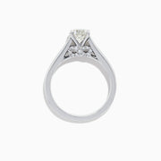 The Bridal 18K White Gold Diamond Solitaire Ring, 1.08 TCW, features a round diamond on a polished white gold band, elegantly showcased against a white background.