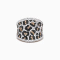 The 14K Yellow Gold Espresso, Black and White Diamond Ring features a striking leopard print design with 1.83 TCW of diamonds.