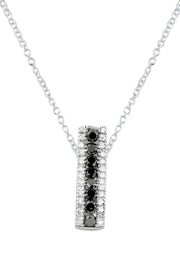 A beautiful 14K white gold pendant by Effy, featuring 0.62 TCW of black and white diamonds in a striking vertical rectangular design.