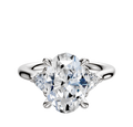 A 14K White Gold 3-Stone Engagement Ring featuring trillion side stones (0.125TCW), shown against a plain white background.