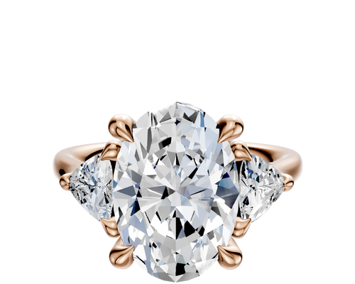 14K Rose Gold 3-Stone Trillion Side Stones 0.25TCW Engagement Ring