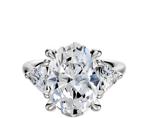18K White Gold 3-Stone Trillion Side Stones 0.25TCW Engagement Ring