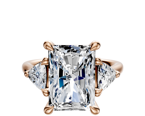18K Rose Gold 3-Stone Trillion Side Stones 0.25TCW Engagement Ring