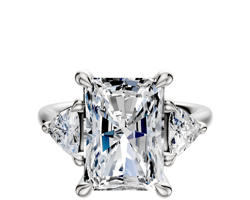 18K White Gold 3-Stone Trillion Side Stones 0.25TCW Engagement Ring