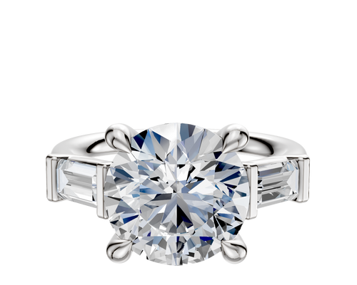 Platinum 3-Stone Baguette East/West Side Stones 0.25TCW Engagement Ring