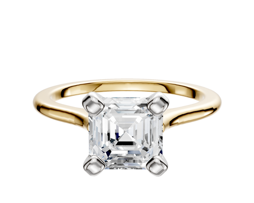 18K Two Tone 4 Prong Cathedral Dome 1.5mm Engagement Ring
