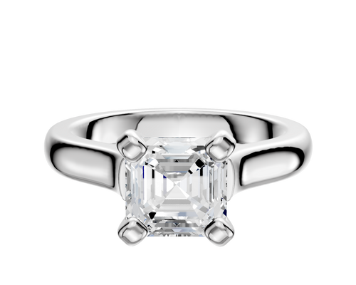 14K White Gold 4 Prong Cathedral Dome 3.0mm Engagement Ring