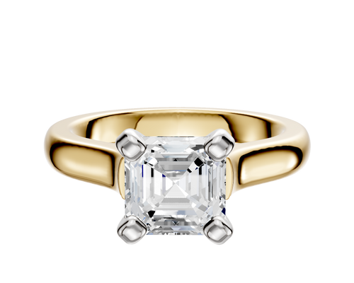 14K Two Tone 4 Prong Cathedral Dome 3.0mm Engagement Ring