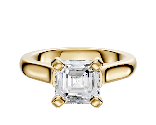 14K Yellow Gold 4 Prong Cathedral Dome 3.0mm Engagement Ring